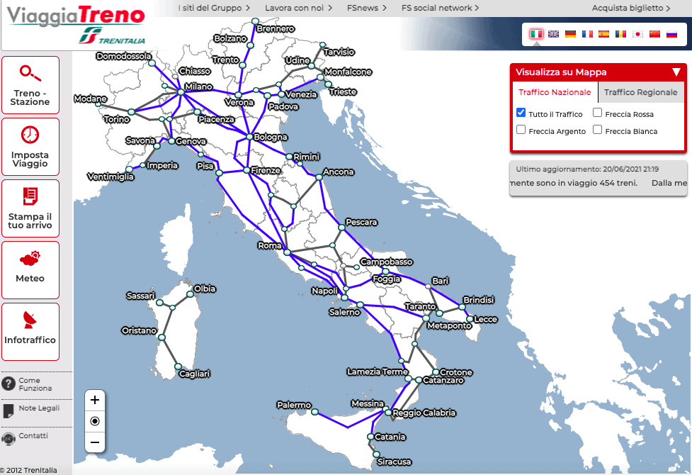 Train map by Trenitalio